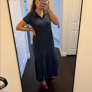 ATM Anthony Thomas Melillo Dark Blue Polo Maxi Dress L/G